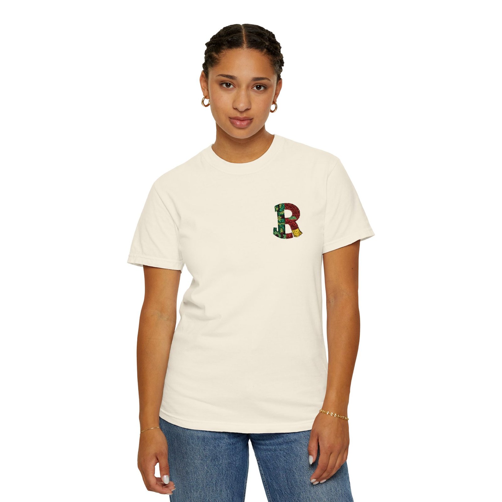 Floral Letter R Pocket T-Shirt — Botanical Monogram Tee - Image 18