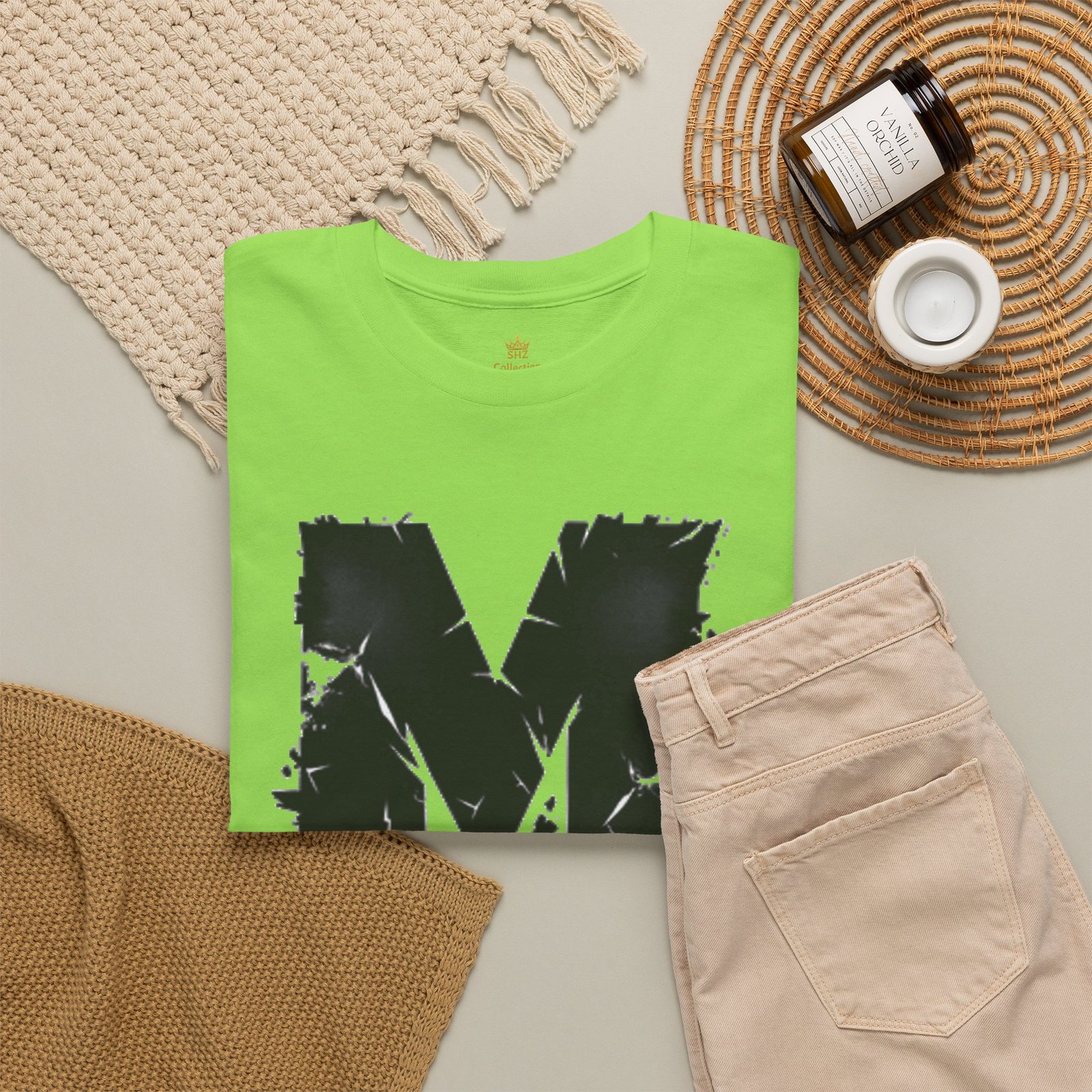 Distressed Black 'M' Graphic Tee — Monogram Initial Shirt - Image 31