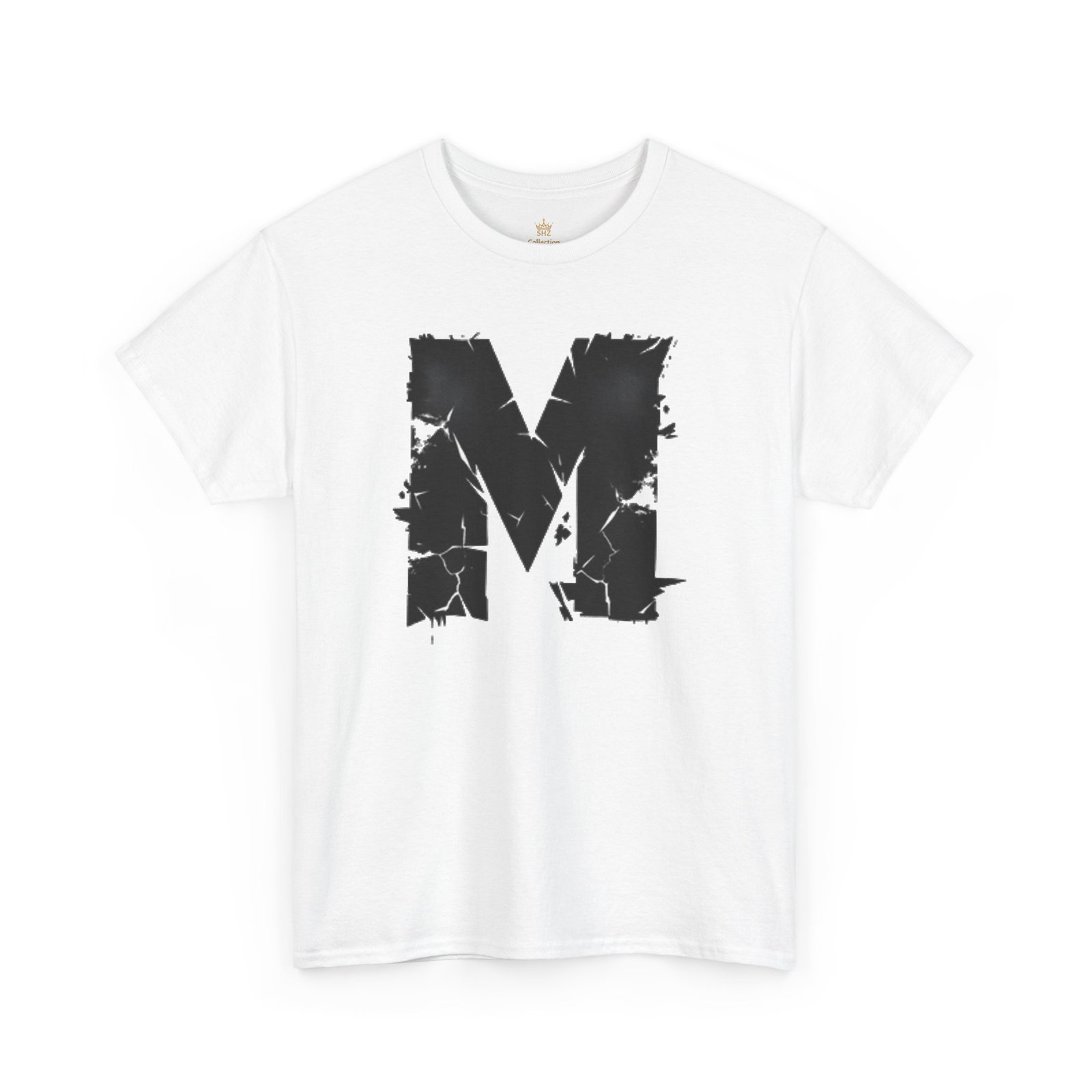 Distressed Black 'M' Graphic Tee — Monogram Initial Shirt - Image 2