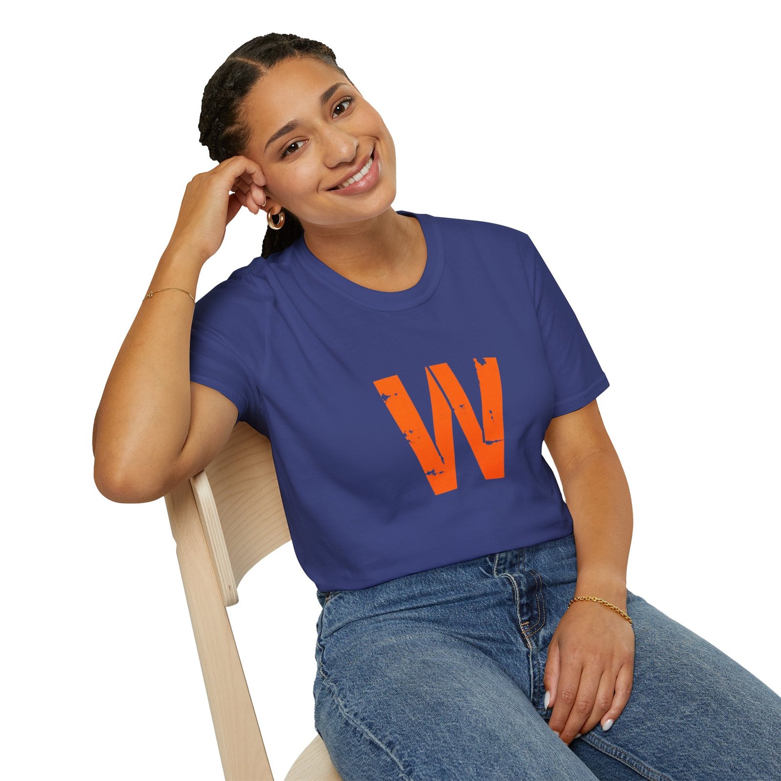 Distressed Orange 'W' Graphic T-Shirt - Image 78