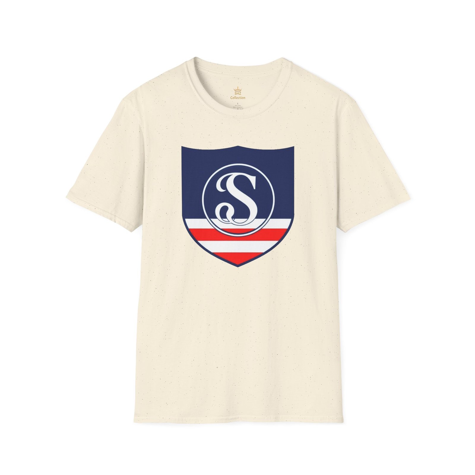 Shield Logo T‑Shirt — Navy Monogram 'S' with Red & White Stripe - Image 33