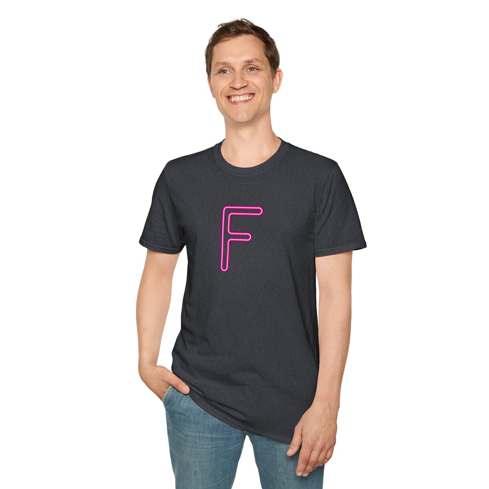 Neon Pink 'F' Graphic T-Shirt — Retro Letter Tee - Image 31