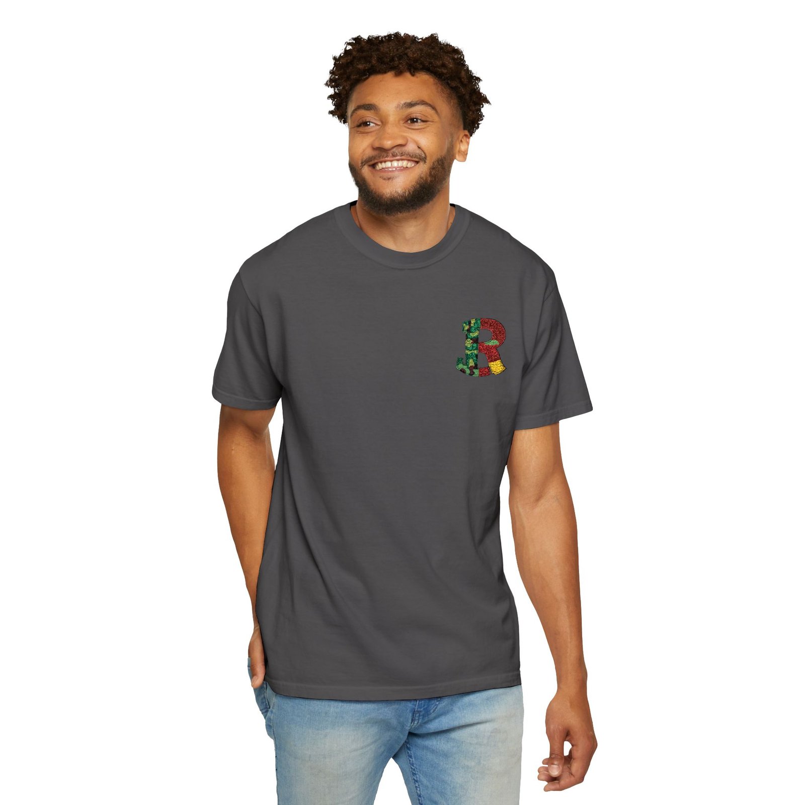 Floral Letter R Pocket T-Shirt — Botanical Monogram Tee - Image 47