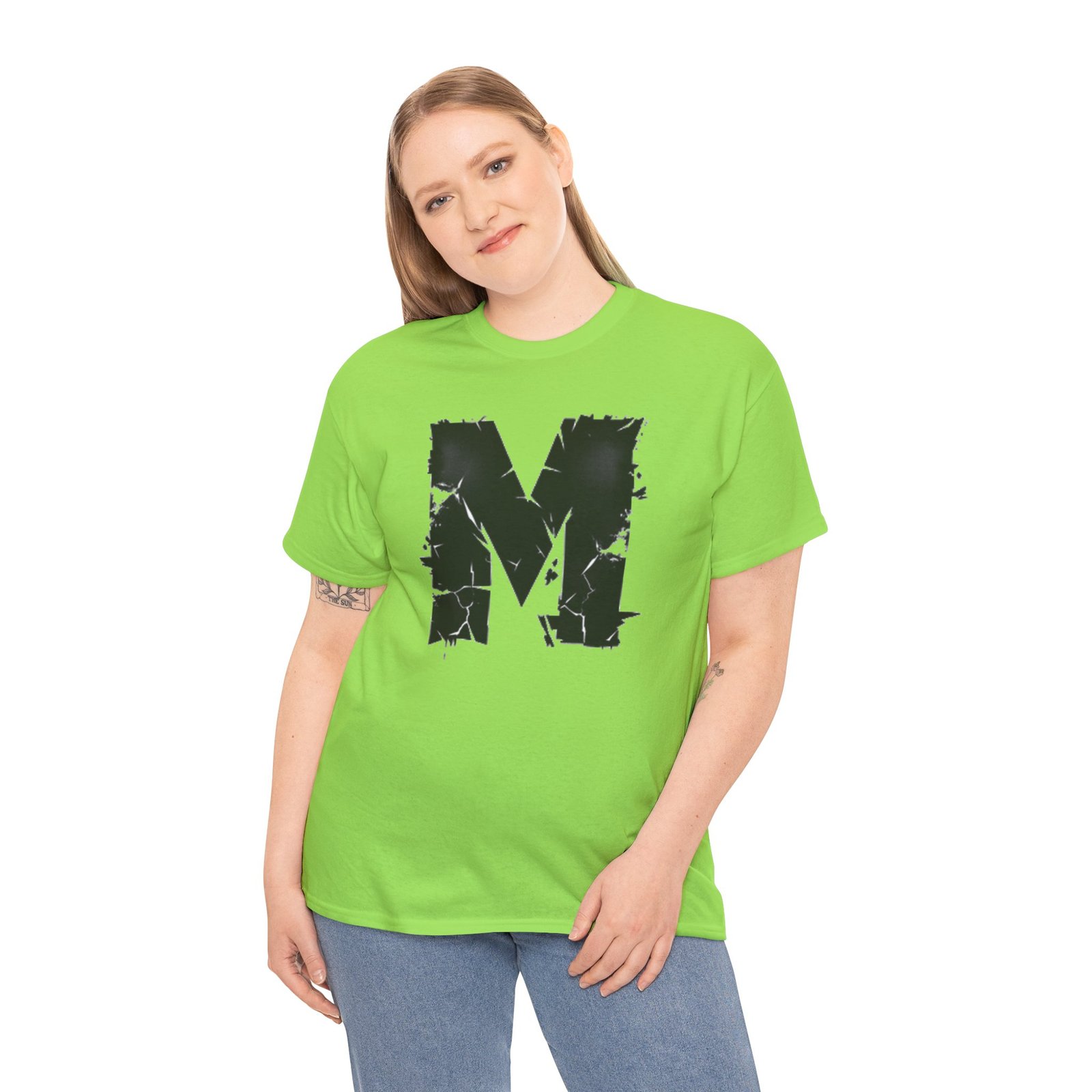 Distressed Black 'M' Graphic Tee — Monogram Initial Shirt - Image 33