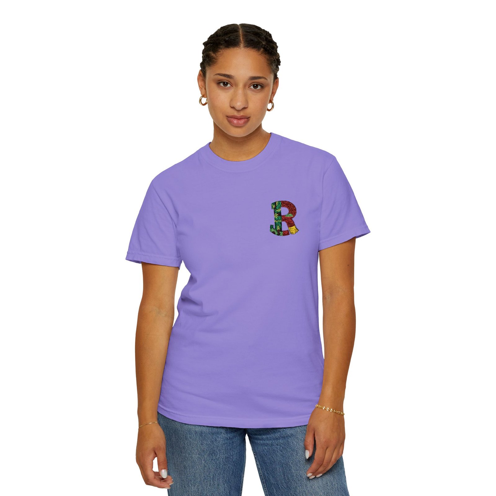 Floral Letter R Pocket T-Shirt — Botanical Monogram Tee - Image 67