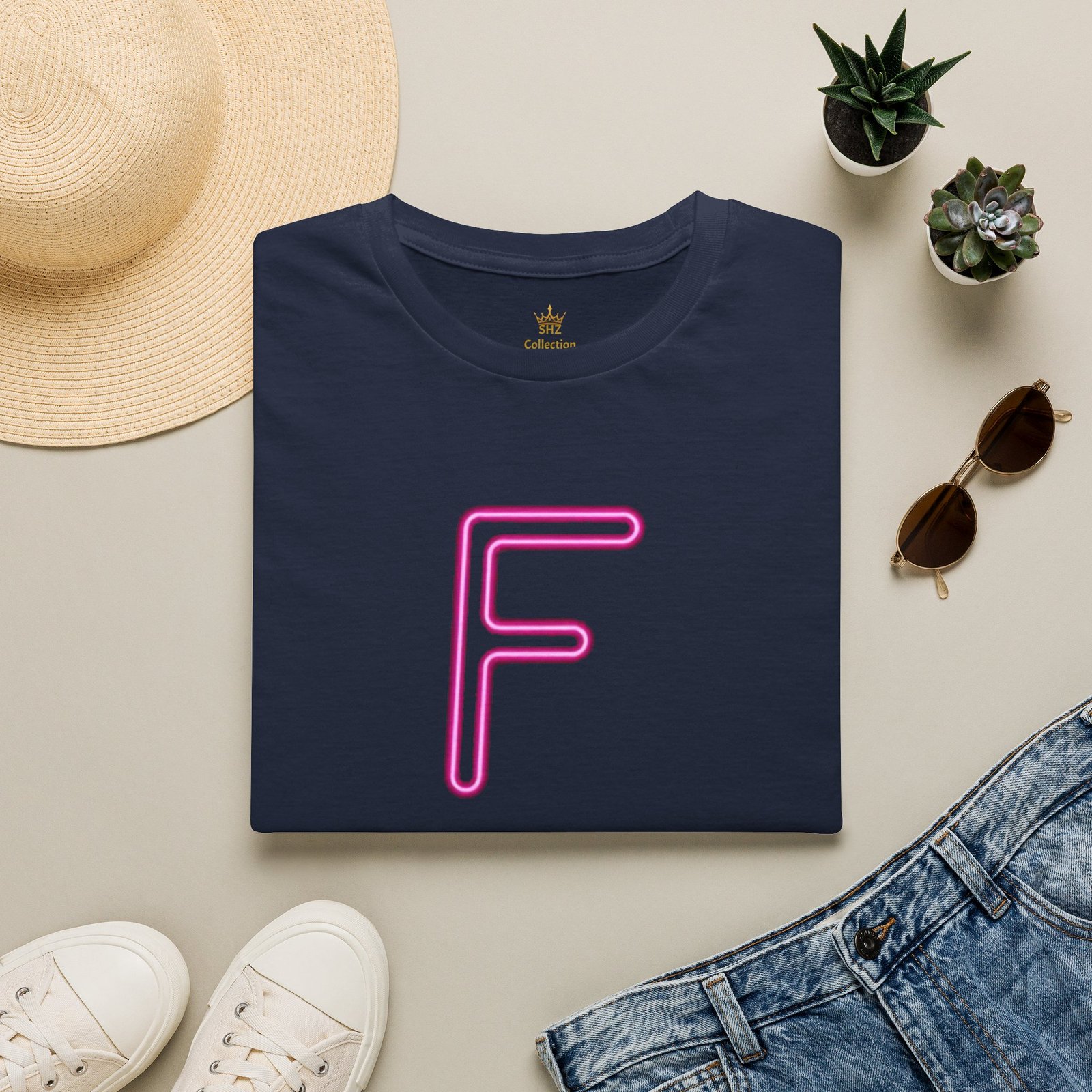 Neon Pink 'F' Graphic T-Shirt — Retro Letter Tee - Image 36