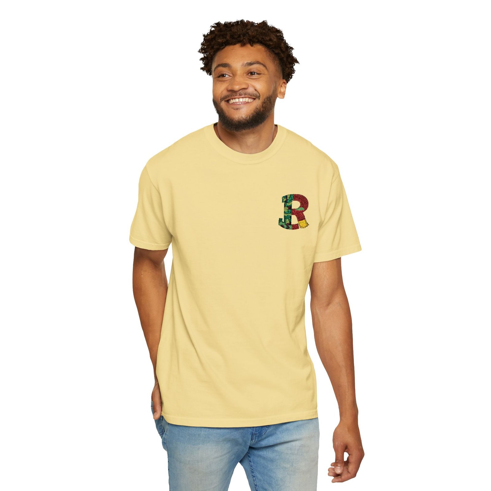 Floral Letter R Pocket T-Shirt — Botanical Monogram Tee - Image 26