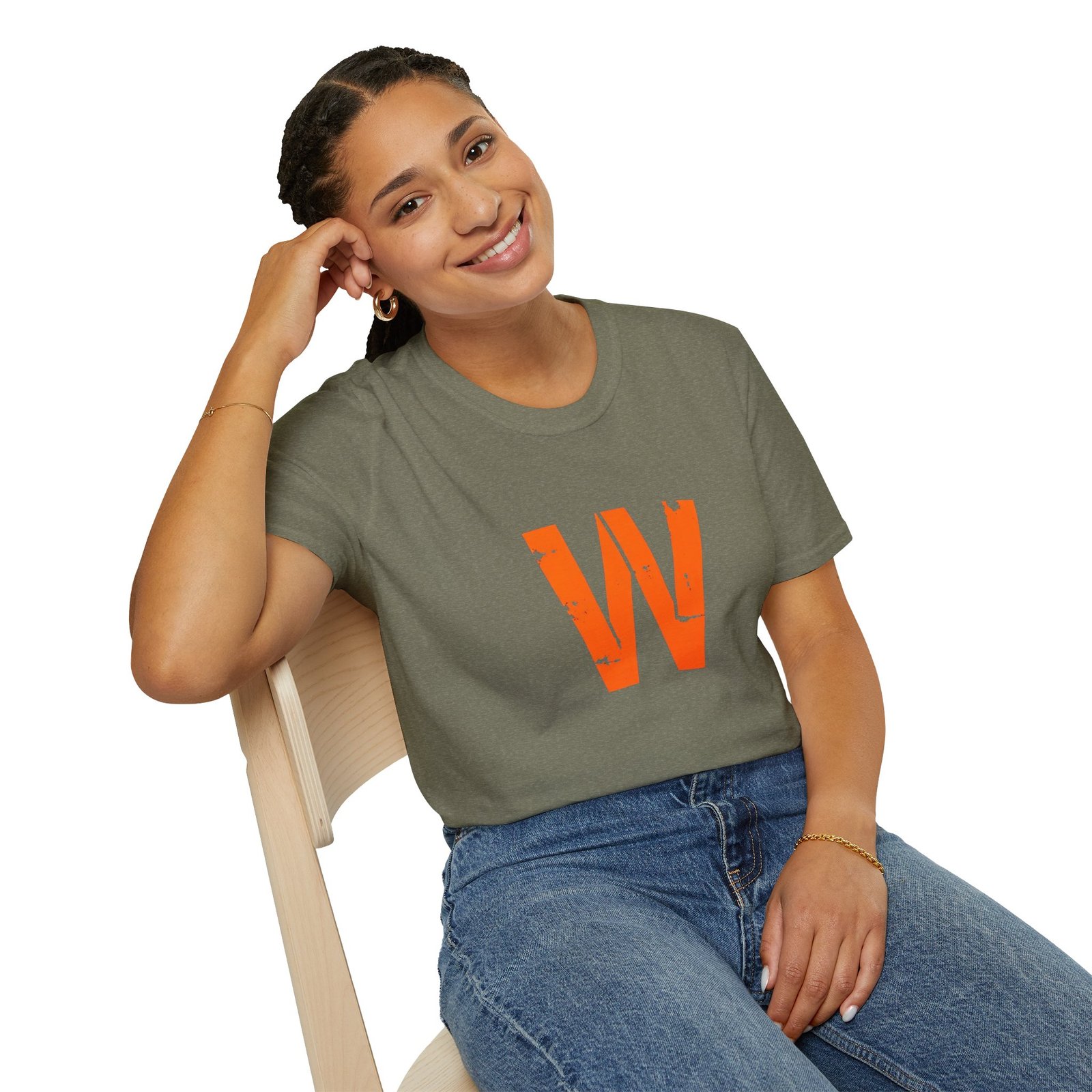 Distressed Orange 'W' Graphic T-Shirt - Image 30