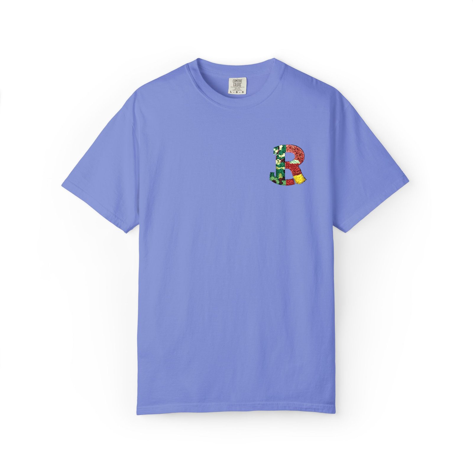 Floral Letter R Pocket T-Shirt — Botanical Monogram Tee - Image 36