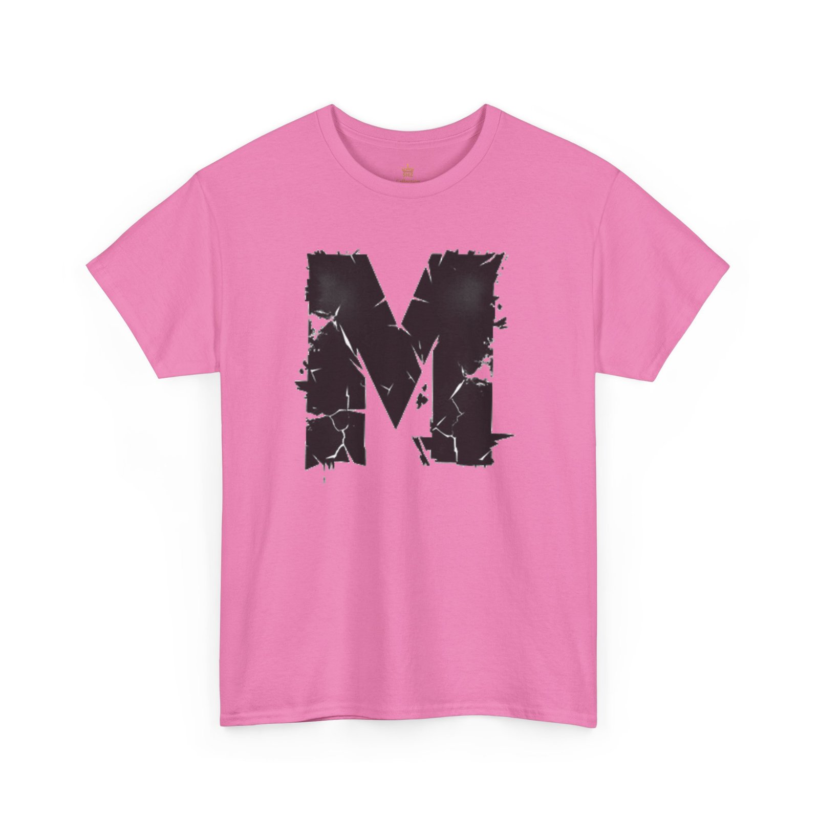 Distressed Black 'M' Graphic Tee — Monogram Initial Shirt - Image 71