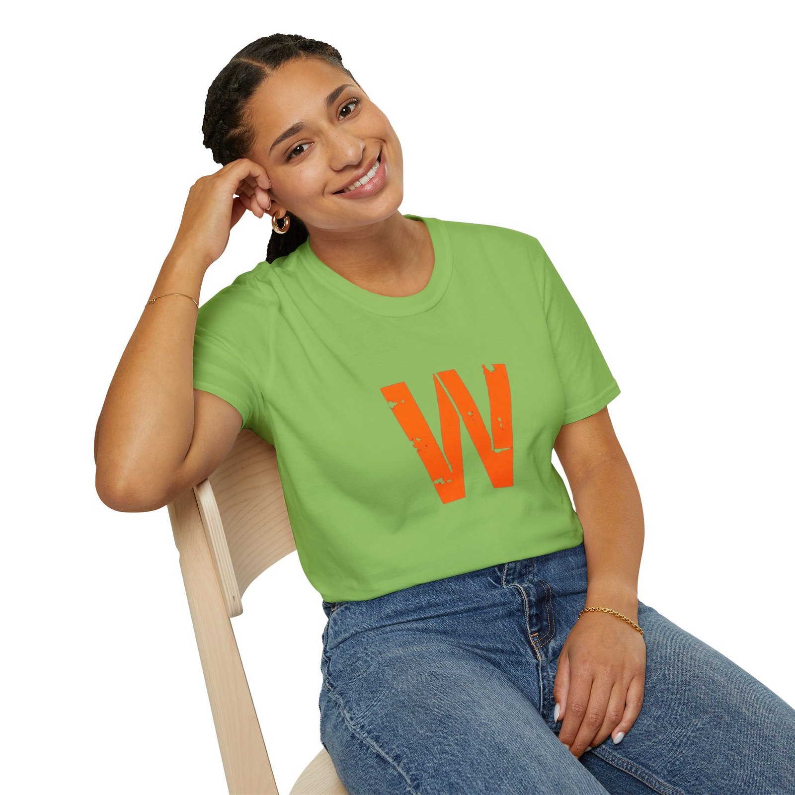 Distressed Orange 'W' Graphic T-Shirt - Image 46