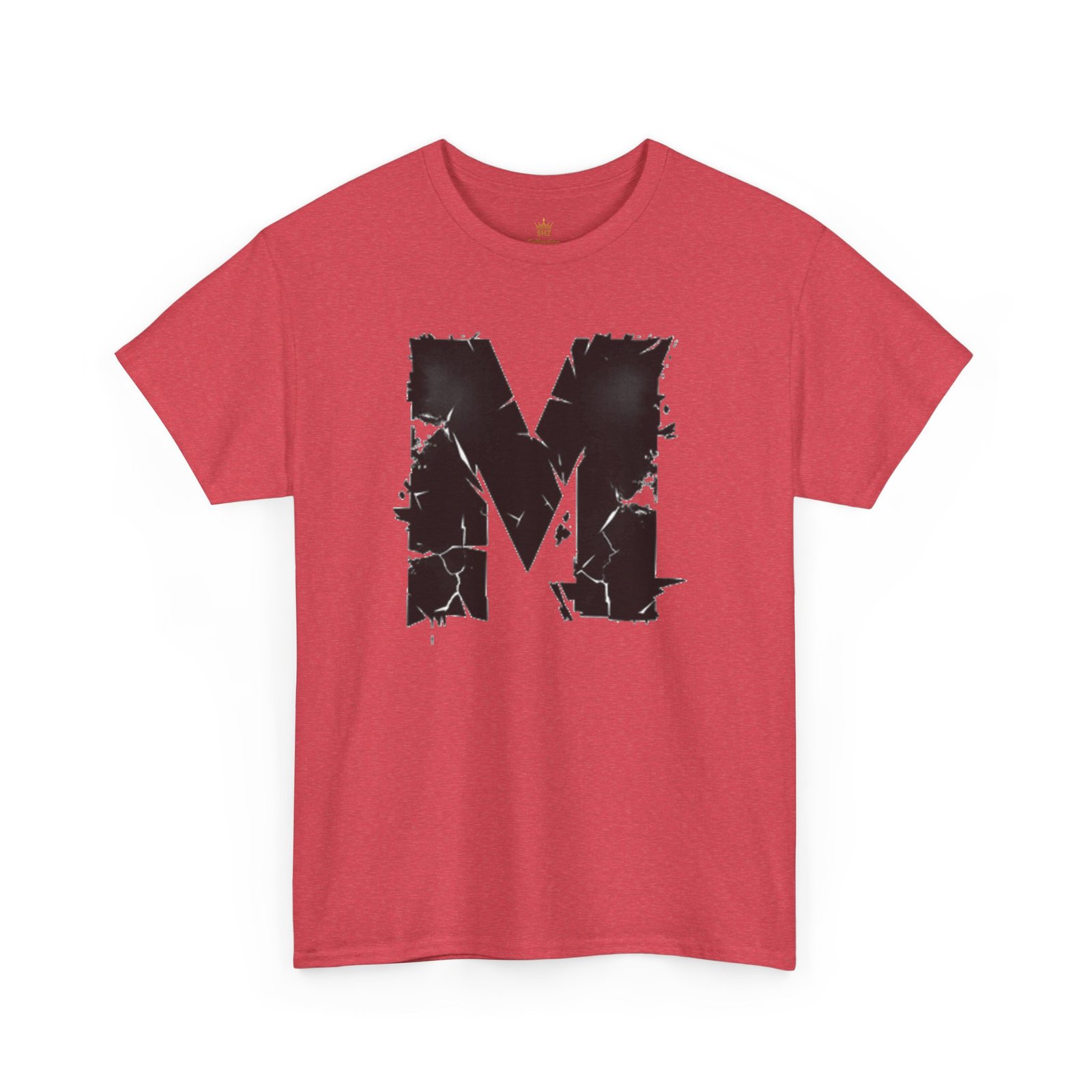 Distressed Black 'M' Graphic Tee — Monogram Initial Shirt - Image 85