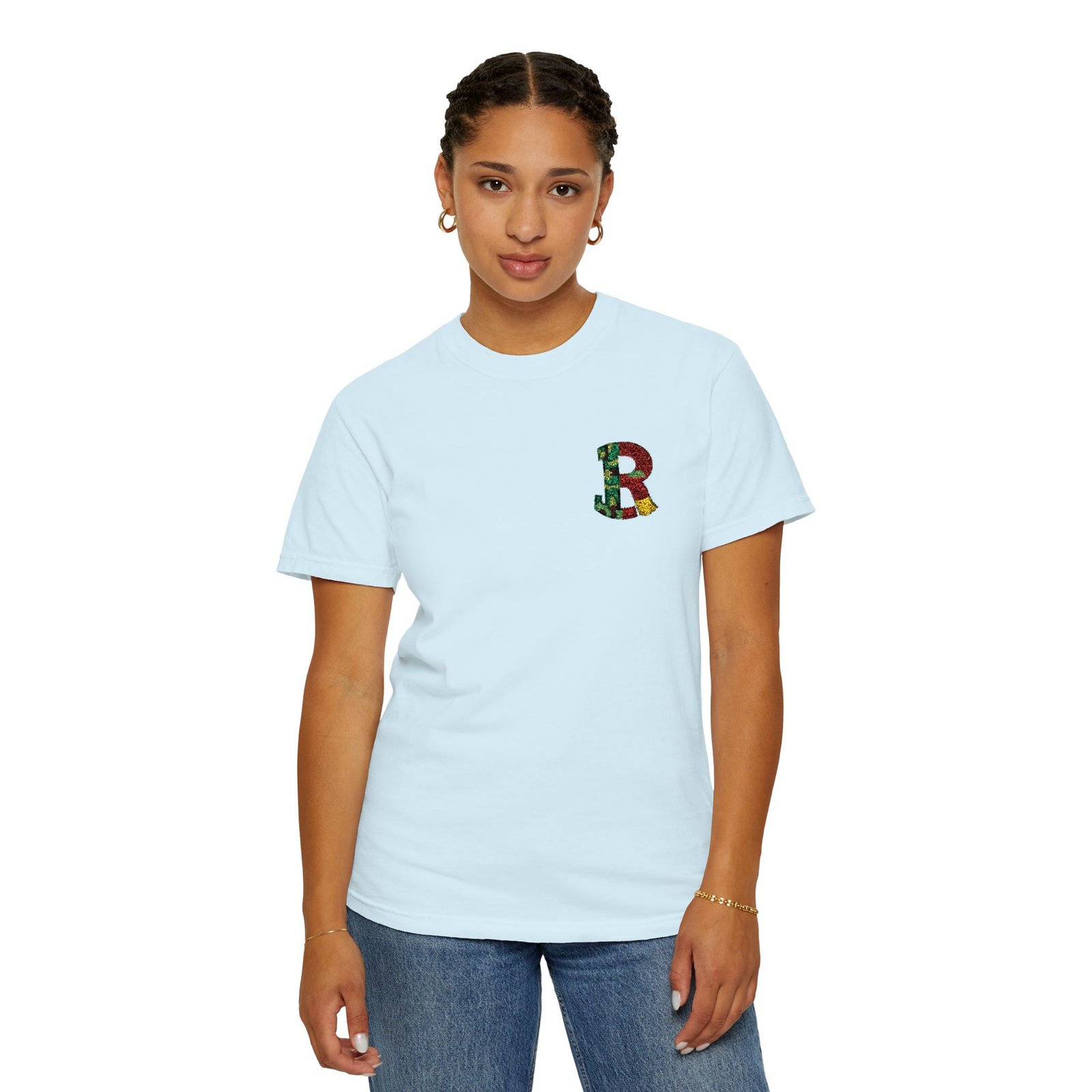 Floral Letter R Pocket T-Shirt — Botanical Monogram Tee