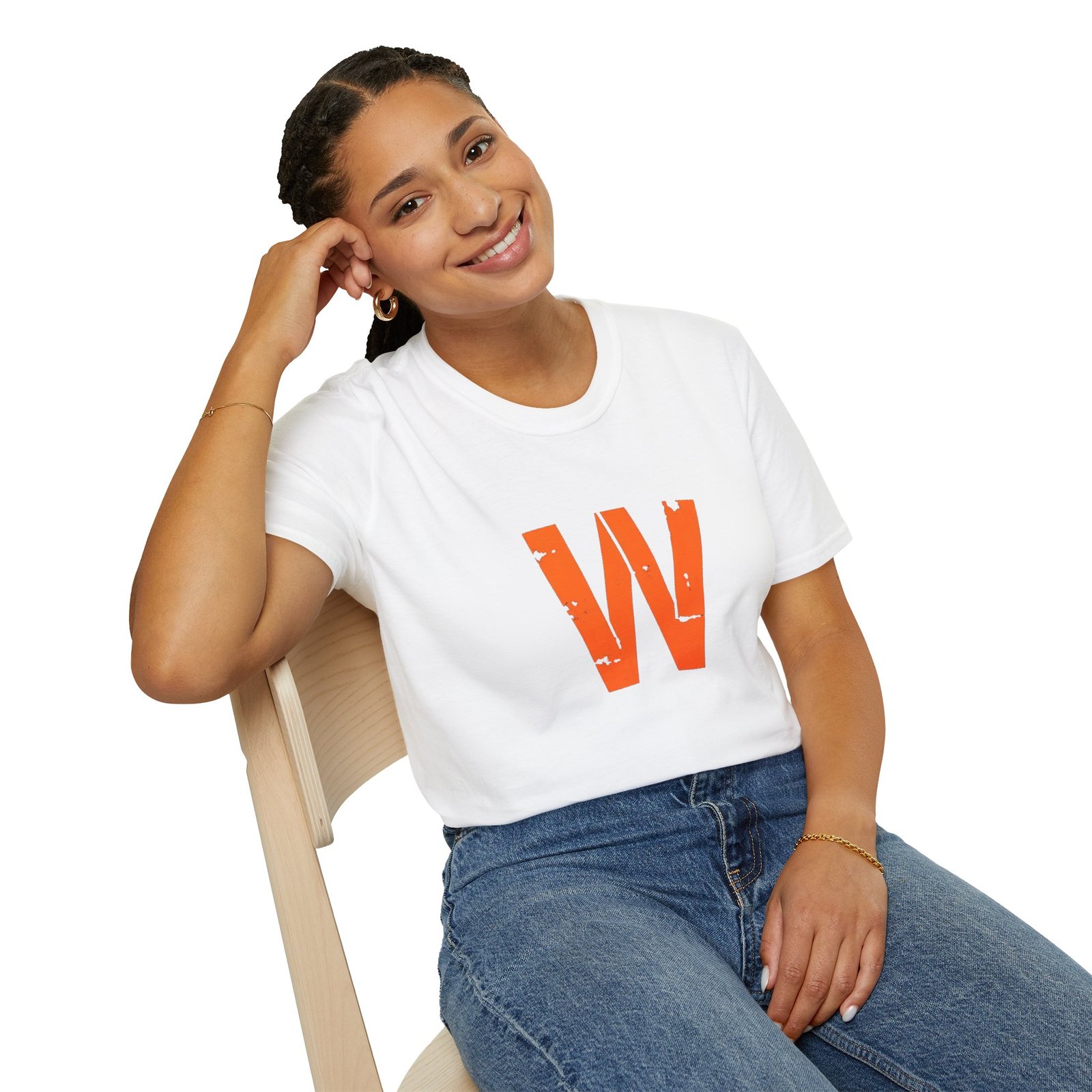 Distressed Orange 'W' Graphic T-Shirt - Image 14
