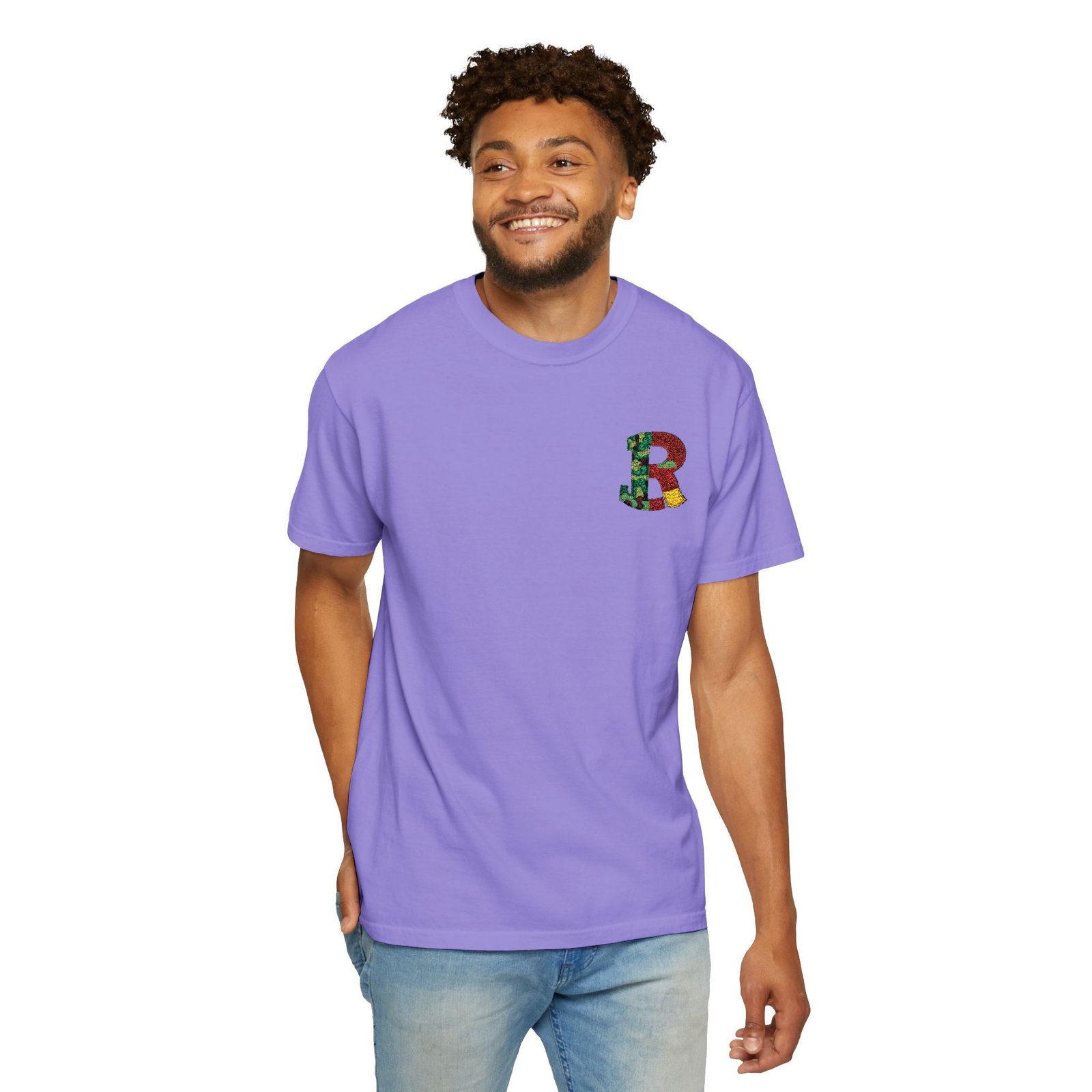 Floral Letter R Pocket T-Shirt — Botanical Monogram Tee - Image 68