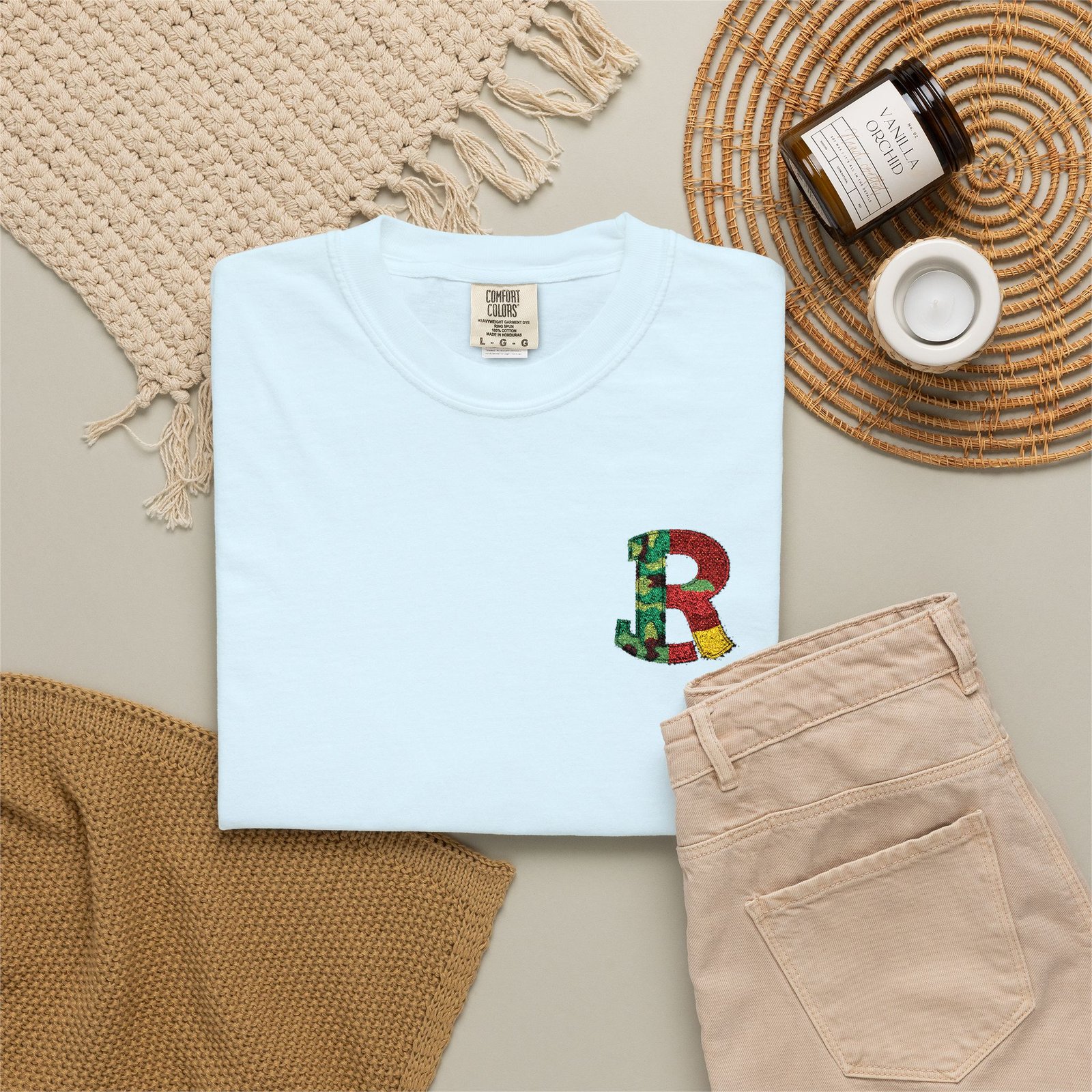 Floral Letter R Pocket T-Shirt — Botanical Monogram Tee - Image 6
