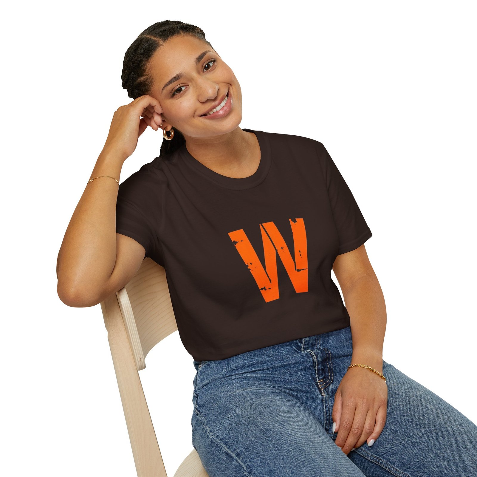 Distressed Orange 'W' Graphic T-Shirt - Image 22