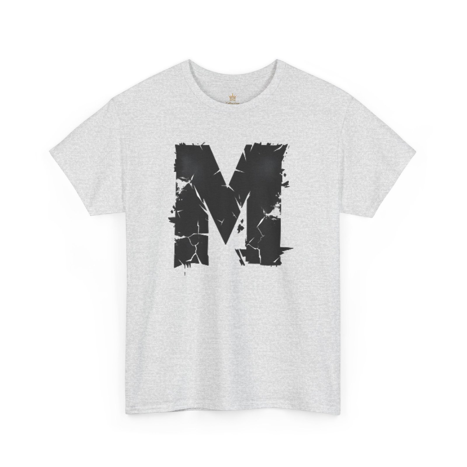 Distressed Black 'M' Graphic Tee — Monogram Initial Shirt - Image 8