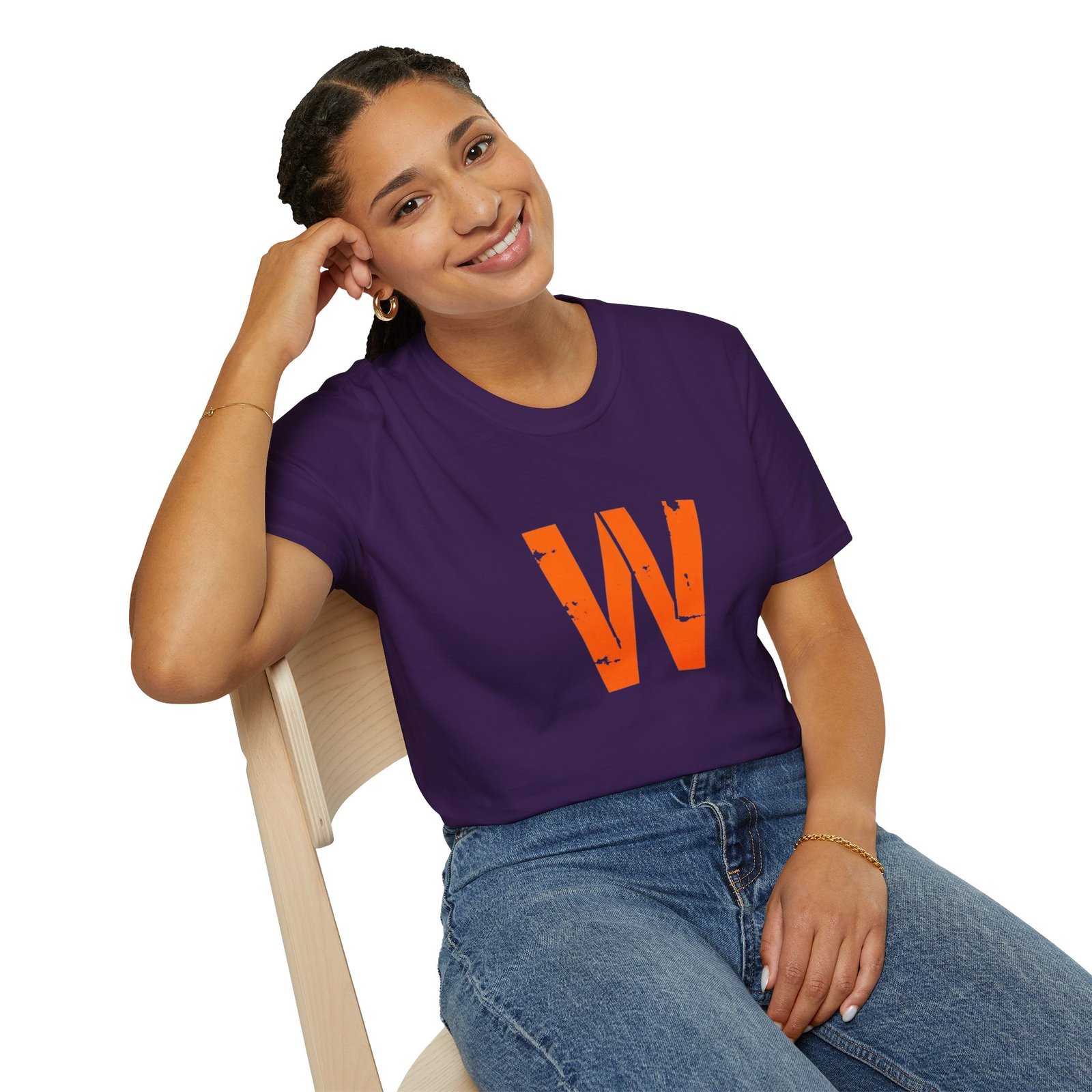 Distressed Orange 'W' Graphic T-Shirt - Image 94