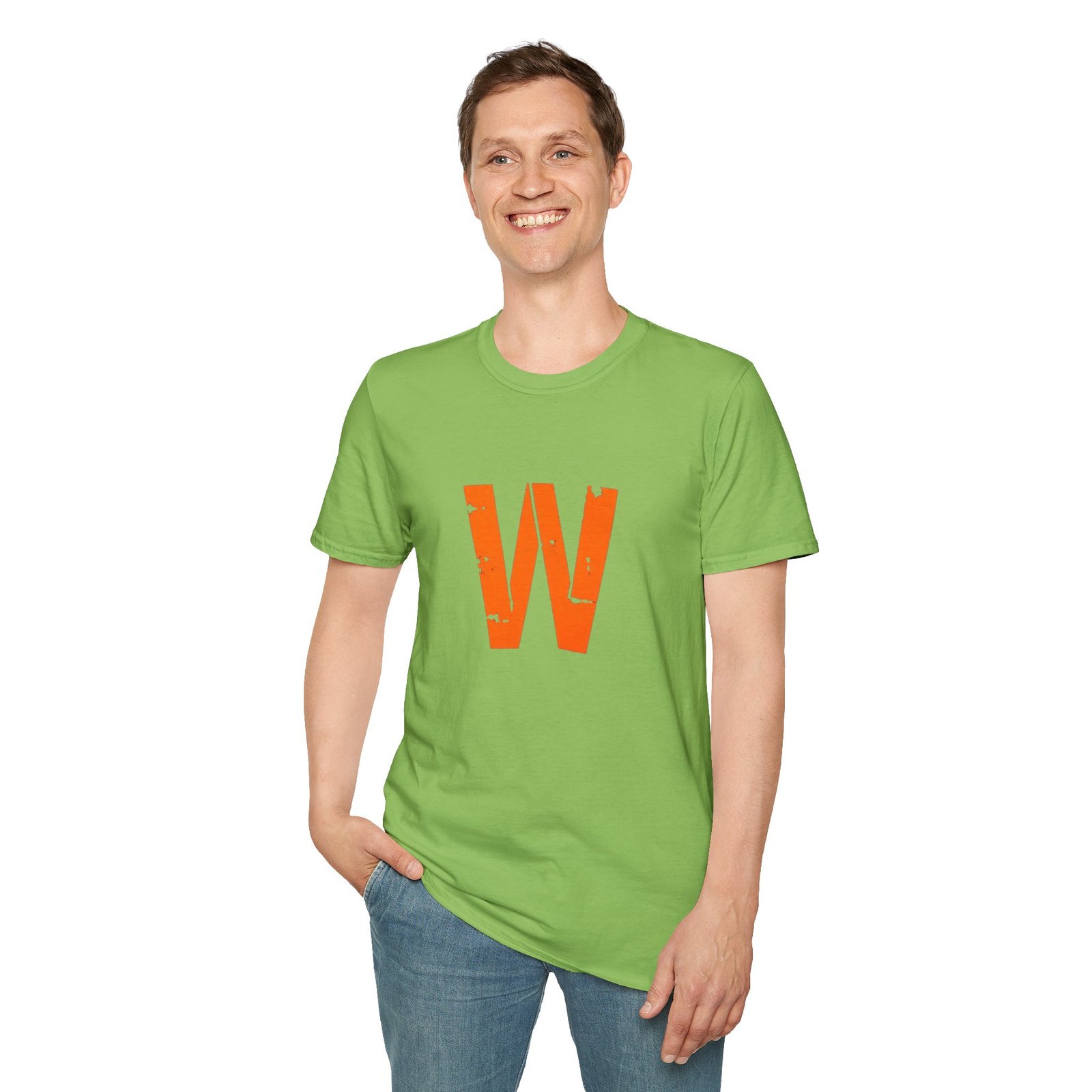 Distressed Orange 'W' Graphic T-Shirt - Image 47