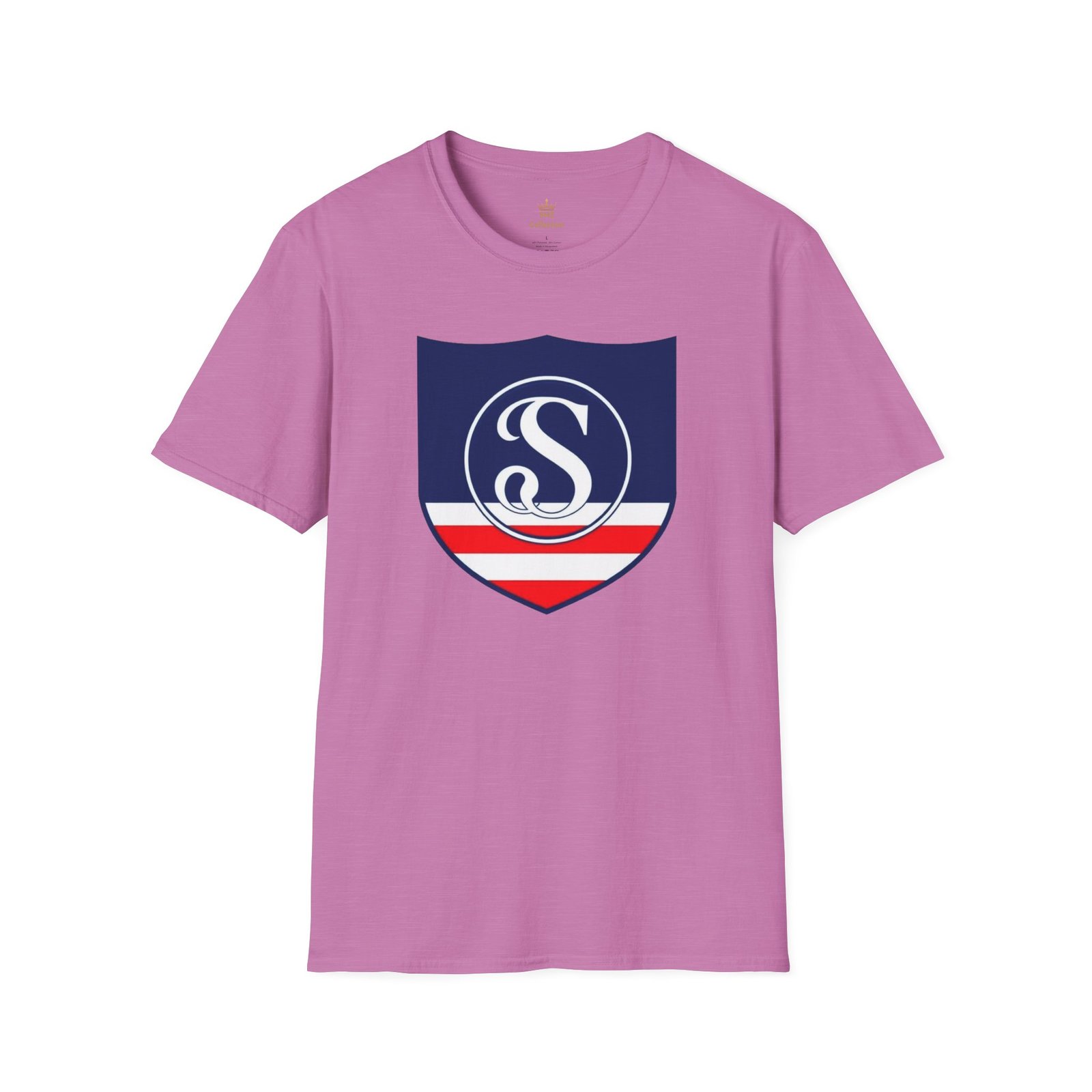 Shield Logo T‑Shirt — Navy Monogram 'S' with Red & White Stripe - Image 73