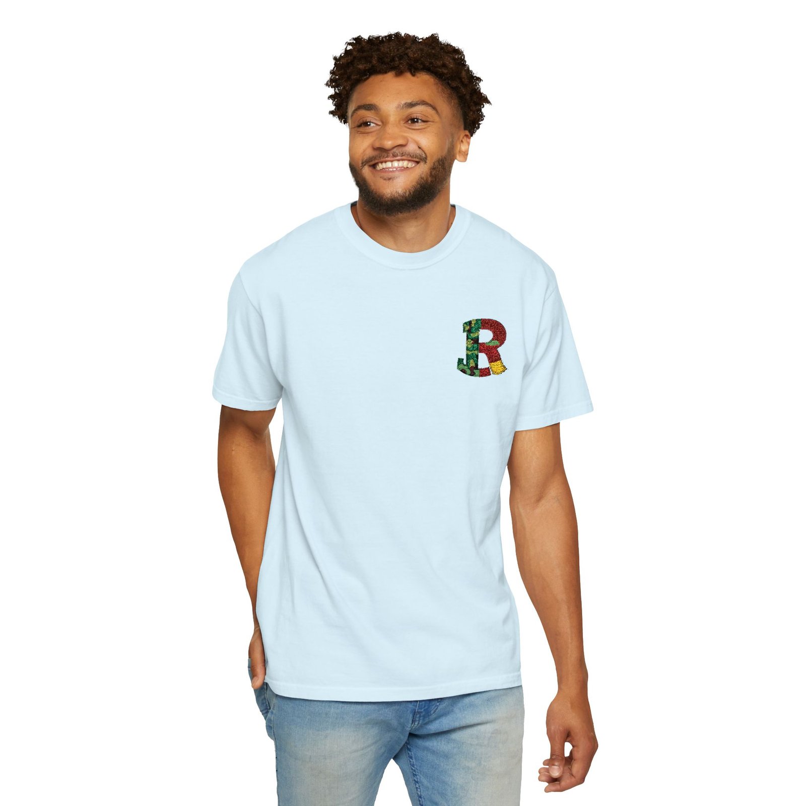 Floral Letter R Pocket T-Shirt — Botanical Monogram Tee - Image 5