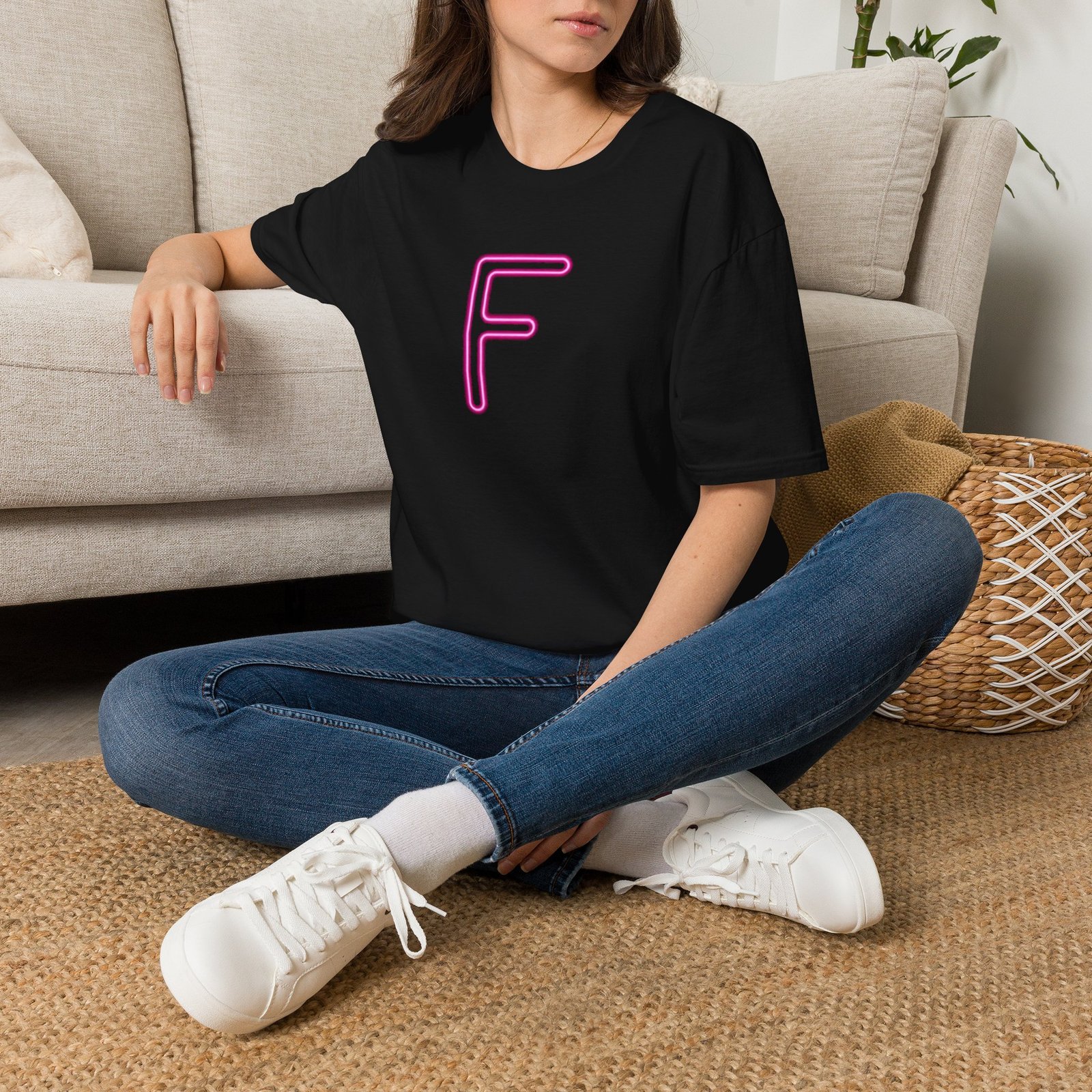 Neon Pink 'F' Graphic T-Shirt — Retro Letter Tee - Image 6