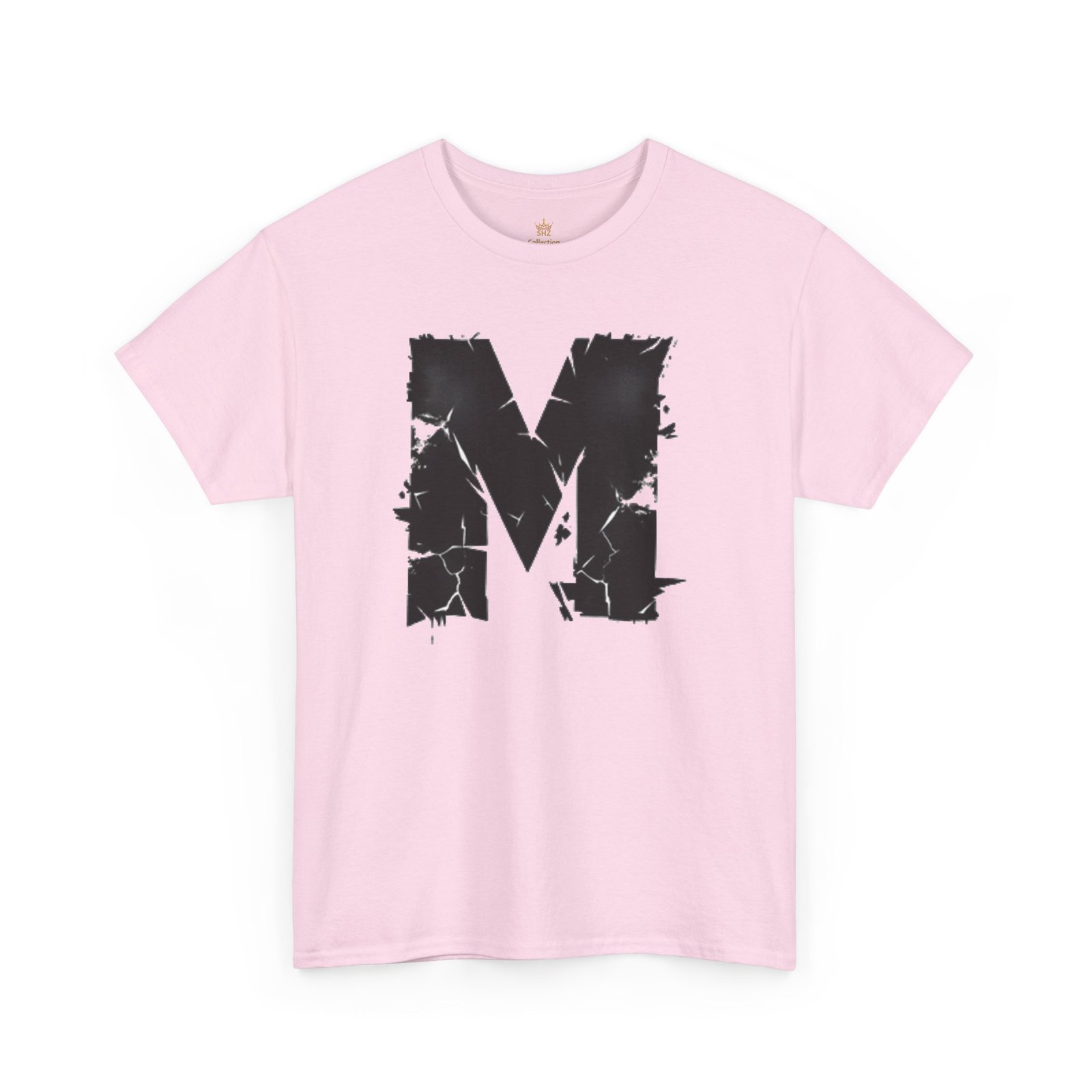 Distressed Black 'M' Graphic Tee — Monogram Initial Shirt - Image 64